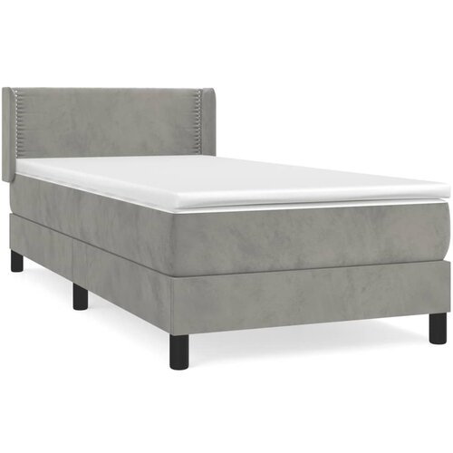 Maison Chic Box spring postelja - Vzmetna postelja z vzmetnico svetlo siv 90x190 cm žamet SL14234, (21901713) Slike