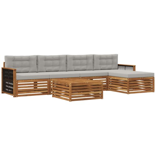 vidaXL Zunanja garnitura za sedenje 6 pcs Naravna in svetlo siva, (5000272107) Cene