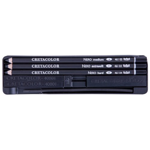 CRETACOLOR Set olovaka i uglja za crtanje Nero pocket set 400 08, 7 komada Slike