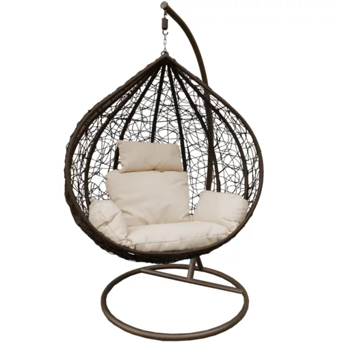 Molarem Home Smeđa viseća stolica - Veličina XL - Bež jastuk