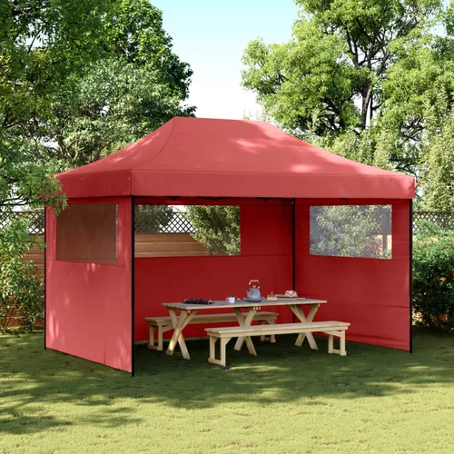 vidaXL Zložljivi pop-up šotor za zabave 3 stranice burgundska