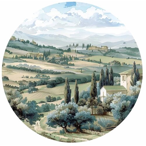  Okrugla fototapeta - Landscape with sunny green fields 180x180 Cene