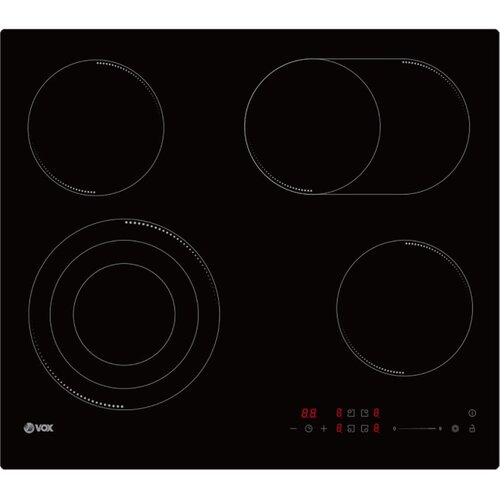 Vox Vitrokeramički hob, 4 highlight zone, 1*230mm (triplezone), 1*270mm (ovalzone) i 2*165mm, slider sensotouch, childlock, black Cijene