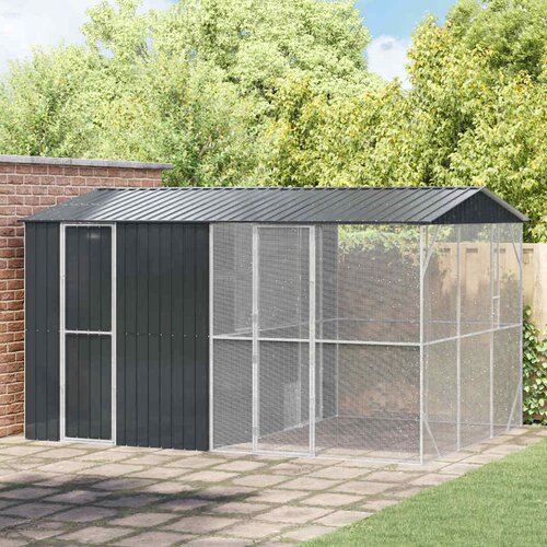vidaXL Ptičnik Antracit 430 x 310 x 247 cm Pocinkano jeklo - - Antracit - 182.8 - 430 x 310 x 247 cm - 2025- Cene