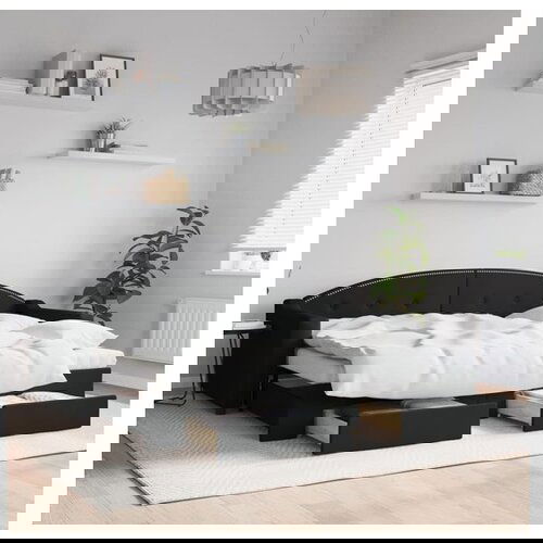 VidaXL Dnevni krevet na razvlačenje s ladicama crni 80x200 cm tkanina Slike