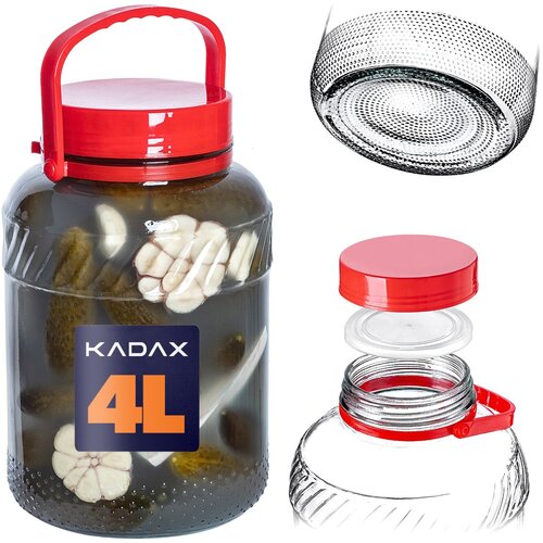KADAX steklen kozarec 4L z navojnim pokrovčkom in ročajem za vlaganje zelja in kumar, (5000354964) Cene