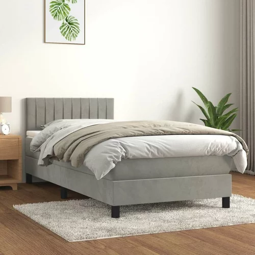 Box spring postelja z vzmetnico svetlo siv 90x190 cm žamet, (20725314)