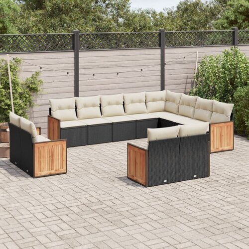  12-dijelni set vrtnih sofa od poliratana s jastucima crni Cijene