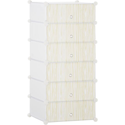 HOMCOM Prostorsko varčna modularna omara za čevlje, 6 kock 45x35x17cm iz PP plastike in jekla, 49x36,5x108cm, bela, (20746069) Cene