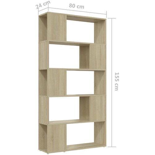  za knjige / pregrada boja hrasta 80x24x155 cm drveni Slike