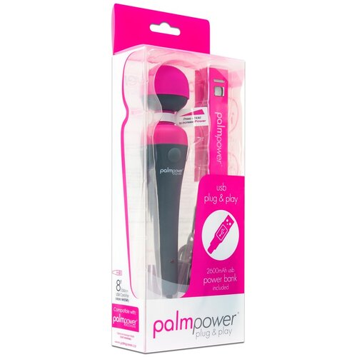 Palm Power Wand - velik masažni vibrator USB z baterijo za napajanje (roza-siva) Cene