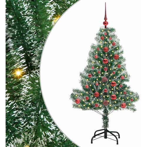  Umjetno Božićno Drvo s Snježnim Flokom i LED Svjetlom 120 cm Slike