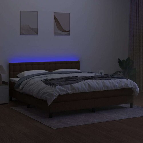  Krevet box spring s madracem LED tamnosmeđi 180x200 cm tkanina Slike