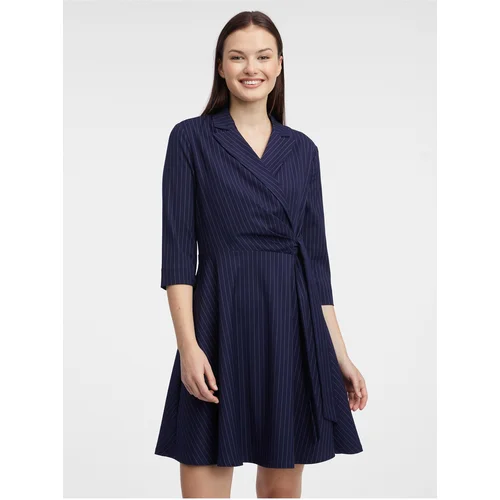 Orsay Dark Blue Ladies Striped Wrap Dress - Women