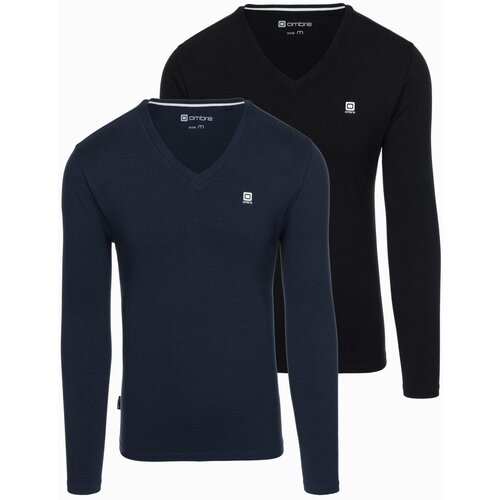 Ombre Set of men&amp;#039;s SLIM FIT longsleeves with V neckline and logo 2-pack Slike