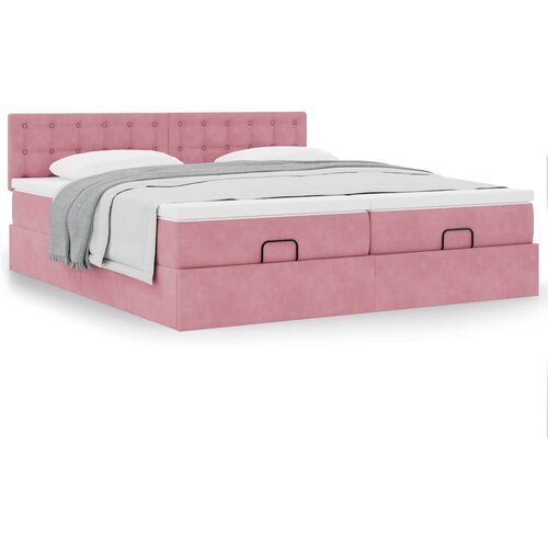 vidaXL Otomanski posteljni okvir z vzmetnicami roza 200x200cm žamet Cene