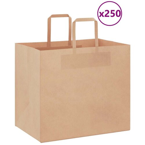  Papirnate vrećice 250 kom s ručkama smeđe 32x22x28 cm Slike