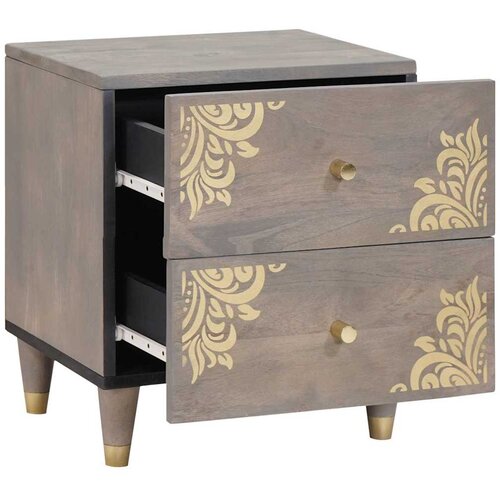  Noćni ormar 2 pcs Siva 40 x 33 x 46 cm Čvrsto drvo manga Slike