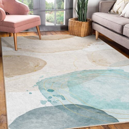 Mila Home Krem/tirkizni perivi tepih 120x180 cm Puddle &amp;ndash; Slike