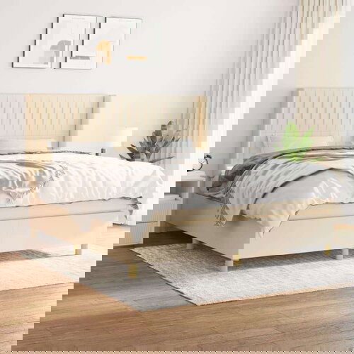  Krevet s oprugama i madracem krem 180x200 cm od tkanine Cijene