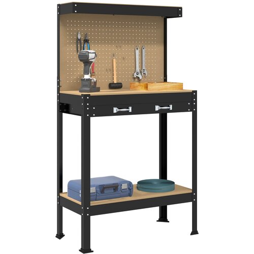  Radna klupa Crna 81 x 41 x 145 cm Projektirano drvo i metal Slike