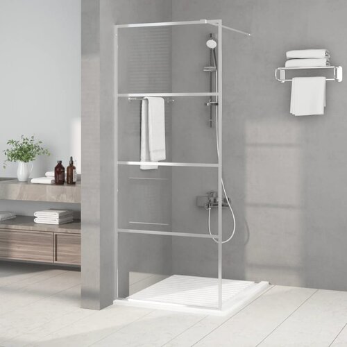 Pregrada za tu&amp;scaron; srebrna 80 x 195 cm s prozirnim staklom ESG Slike