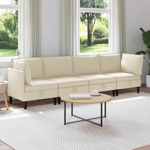  Set namje&amp;scaron;taja za dnevni boravak 4 pcs Krem Tkanina Slike