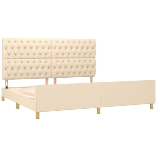  Okvir za krevet s uzglavljem krem 180 x 200 cm od tkanine Slike