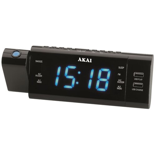 Akai budilica s projektorom, FM/AM radio, LCD, USB MP3 + USB punjač ACR-3888 Slike
