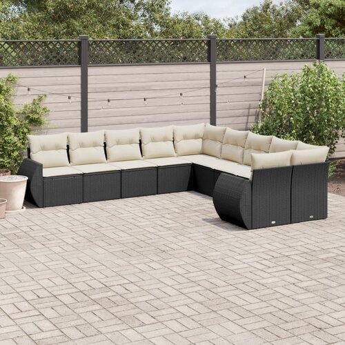 10-dijelni set vrtnih sofa s jastucima crni od poliratana Crna 71 x 62 x 69 cm Cene