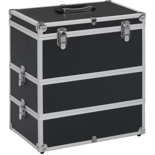  Kovček za ličila 37x24x40 cm črn aluminij