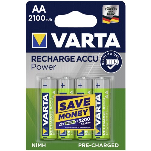 Varta 10x4 Rechargeable Accu NiMh 2100 mAh Mignon - Punjive baterije Slike