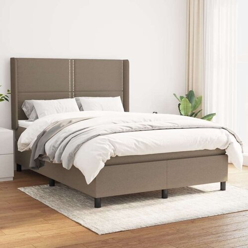  Box spring postelja z vzmetnico taupe 140x200 cm blago, (20791747) Slike