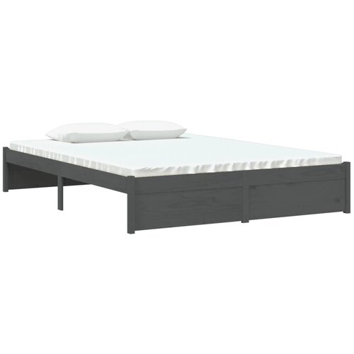  Okvir za krevet od masivnog drva sivi 135 x 190 cm bračni Slike