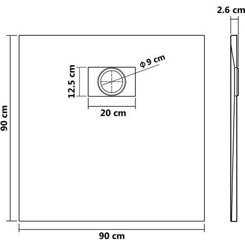 VidaXL Kada za tu&amp;scaron; SMC crna 90 x 90 cm Slike