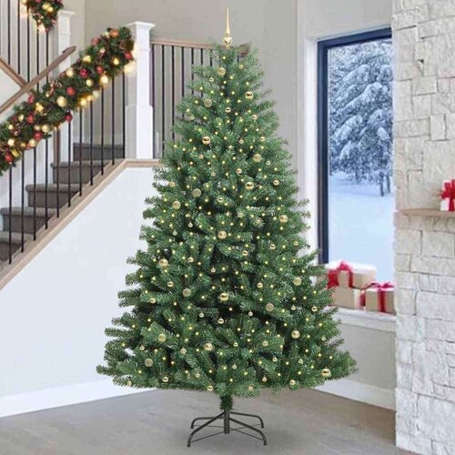 vidaXL Umjetno božićno drvce s nogom Zelena 270 cm PVC i metal Cijene