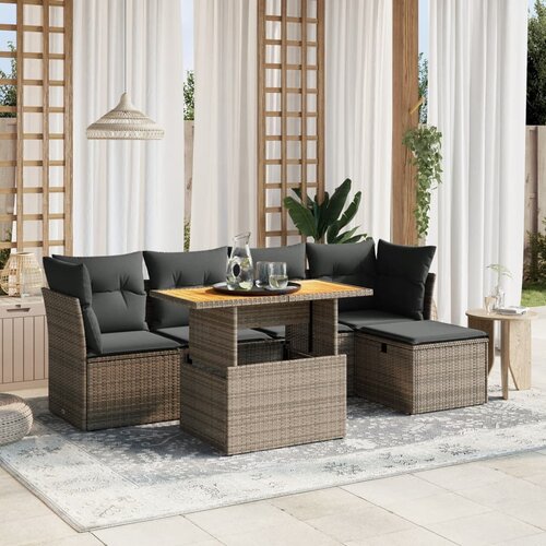 vidaXL 6-dijelni set vrtnih sofa od poliratana s jastucima sivi Cijene