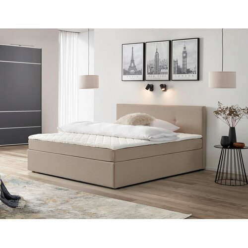 P & B POSTELJA Z VZMETNICO 160 cm x 200 cm , tekstil peščene barve Cene