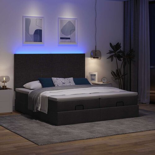 vidaXL Otomanski posteljni okvir z vzmetnicami črn 160x200 cm blago Cene