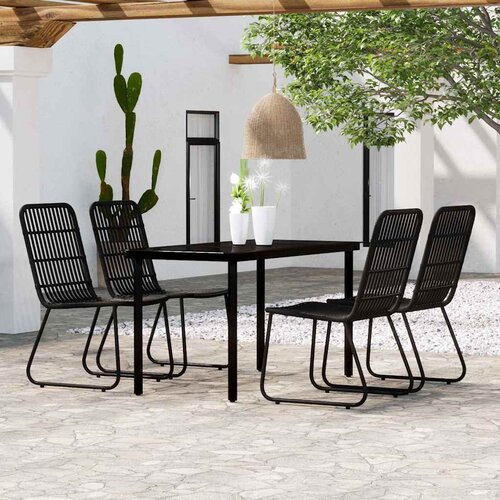  5-dijelni vrtni blagovaonski set crni Crna Dužina stola 140 cm Cene