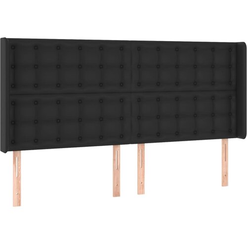  LED uzglavlje crno 183 x 16 x 118/128 cm od umjetna koža Slike