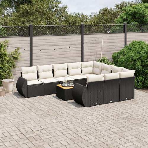 vidaXL 11-dijelni set vrtnih sofa od poliratana s jastucima crni Cijene