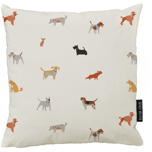 Butter Kings Bijela pamučna jastučnica Dog Land, 50 x 50 cm Slike