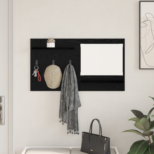 VidaXL Vje&amp;scaron;alica za kapute na zidu Crni hrast 90 x 10 x 50 cm Slike