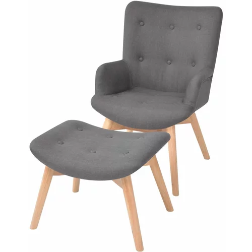  Fotelj s stolčkom za noge sivo blago