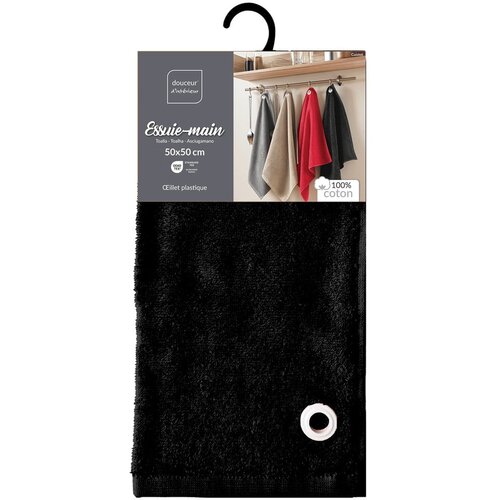 Douceur d int&amp;eacute;rieur Crni pamučan ručnik od frotira 50x50 cm Cuistot &amp;ndash; Slike