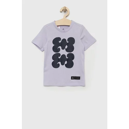 Adidas Otroška kratka majica vijolična barva