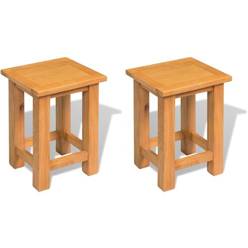 VidaXL Kutni stolići 2 kom 27 x 24 x 37 cm od masivne hrastovine Slike