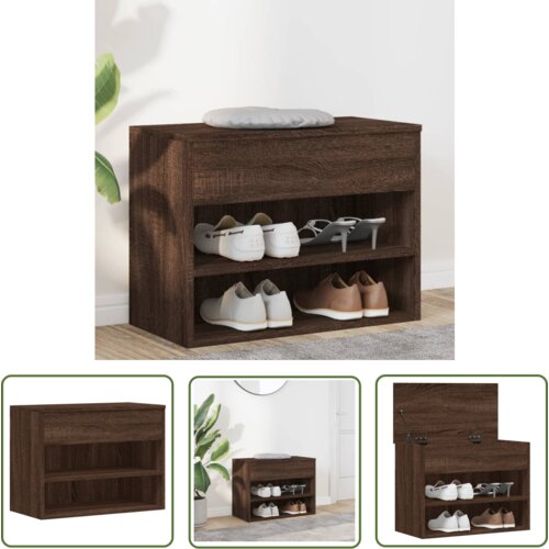 The Living Store Klop za čevlje rjavi hrast 60x30x45 cm konstruiran les - Klop Za Čevlje, (21744577) Cene