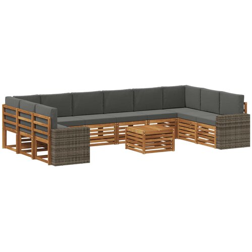 vidaXL Zunanja garnitura za sedenje 11 pcs Naravna in antracitna, (5000282407) Cene